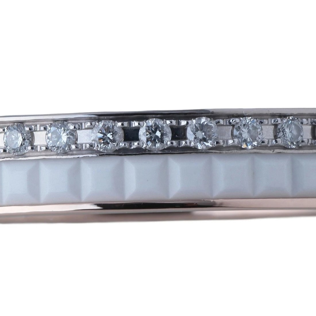 BOUCHERON QUATRE WHITE DIAMOND HALF ETERNITY RING: Boucheron Quatre White Diamond Half Eternity Ring Brand: Boucheron Type: Ring Material: 18K Rose Gold (K18 PG) / 18K White Gold (K18 WG) / White Ceramic, Main Stone/Creation Natural Color: Pink GoldWh