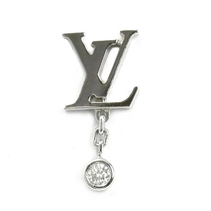 LOUIS VUITTON STUD EARRING 18K WHITE GOLD: Louis Vuitton Stud Earring 18K White Gold Brand: Louis Vuitton Type: Earrings Material: 18k White Gold, Main Stone/Creation Natural Color: White Gold Size: Width: Approx. 0.30 in Height: Approx. 0.63 