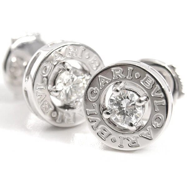BVLGARI STUD EARRINGS 18K WHITE GOLD: BVLGARI Stud Earrings 18K White Gold Brand: Bvlgari Type: Earrings Material: 18k White Gold, Main Stone/Creation Natural Color: White Gold Size: Size: Top Diameter: 9.5 mm (approx. 0.37 inches)