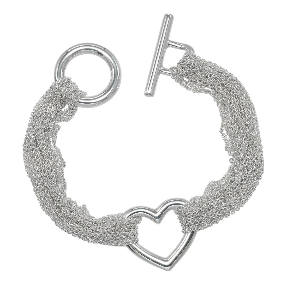 TIFFANY & CO. OPEN HEART TOGGLE BRACELET STERLING SILVER: Tiffany & Co. Open Heart Toggle Bracelet Sterling Silver Brand: Tiffany & Co. Type: Bracelet Material: Sterling Silver 925, Color: Silver Size: Bracelet Length: ~6.61 inches (16.8 cm) Heart Size: 0.96