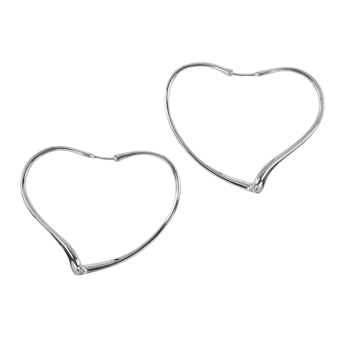 TIFFANY & CO. OPEN HEART HOOP EARRINGS STERLING SILVER 925: Tiffany & Co. Open Heart Hoop Earrings Sterling Silver 925 Brand: Tiffany & Co. Type: Earrings Material: Sterling Silver 925, Color: Silver Size: Dimensions:Approx. 1.59 × 2.02 inches (40.4 mm × 51.