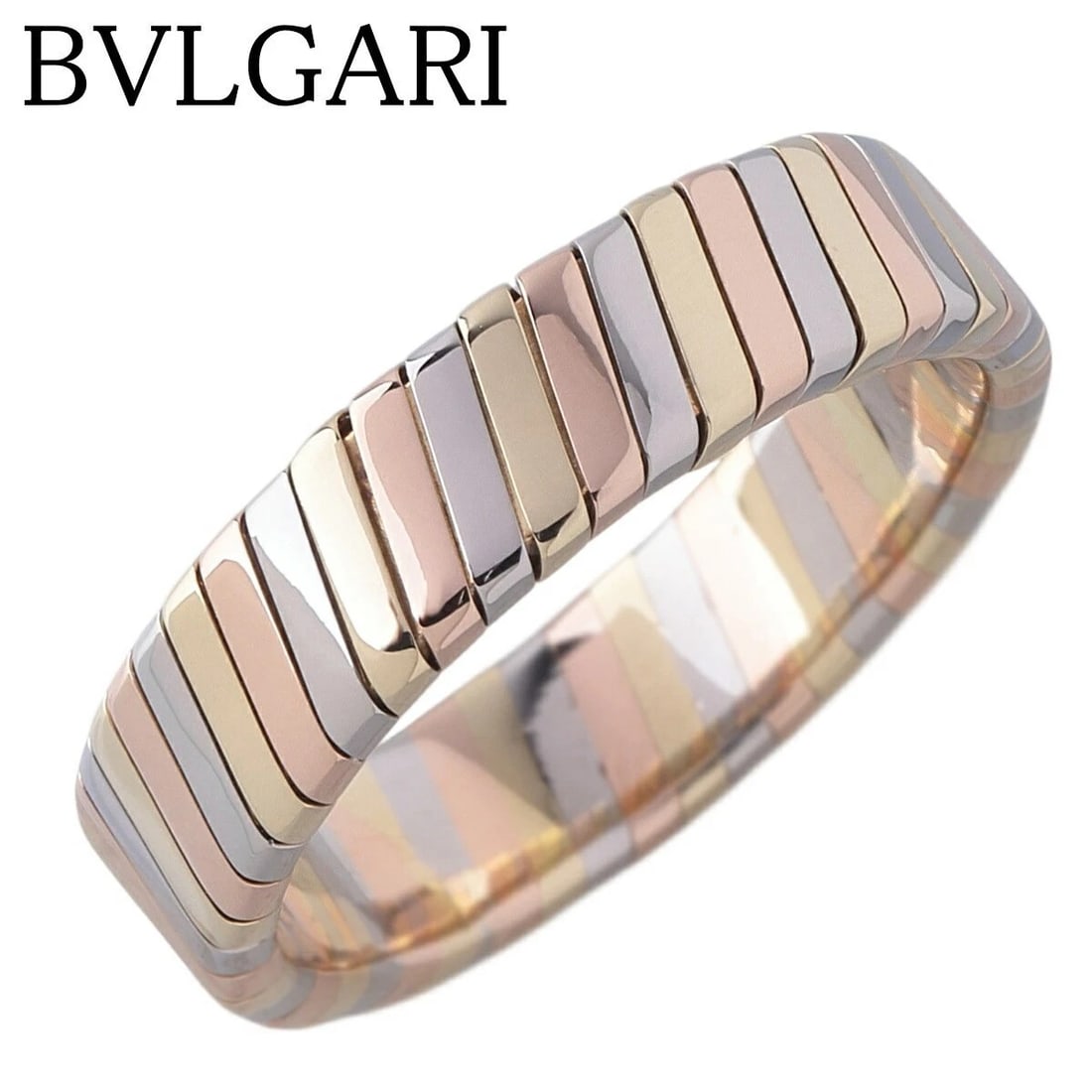 BVLGARI RING 18K PG WG YG: BVLGARI Ring 18K PG WG YG Brand: Bvlgari Type: Ring Material: 18K Gold (Pink Gold / White Gold / Yellow Gold), Color: Yellow GoldWhite GoldPink Gold Size: US : 5.75 Accessories: None Acces