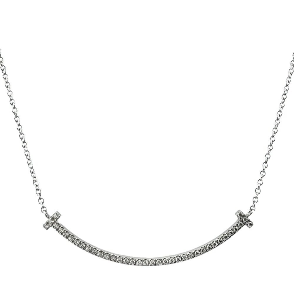 TIFFANY & CO. NECKLACE 18K WHITE GOLD: Tiffany & Co. Necklace 18K White Gold Brand: Tiffany & Co. Type: Necklace Material: 18k White Gold, Main Stone/Creation Natural Color: White Gold Size: Length: Approx. 15.75 inches (40cm, including pe