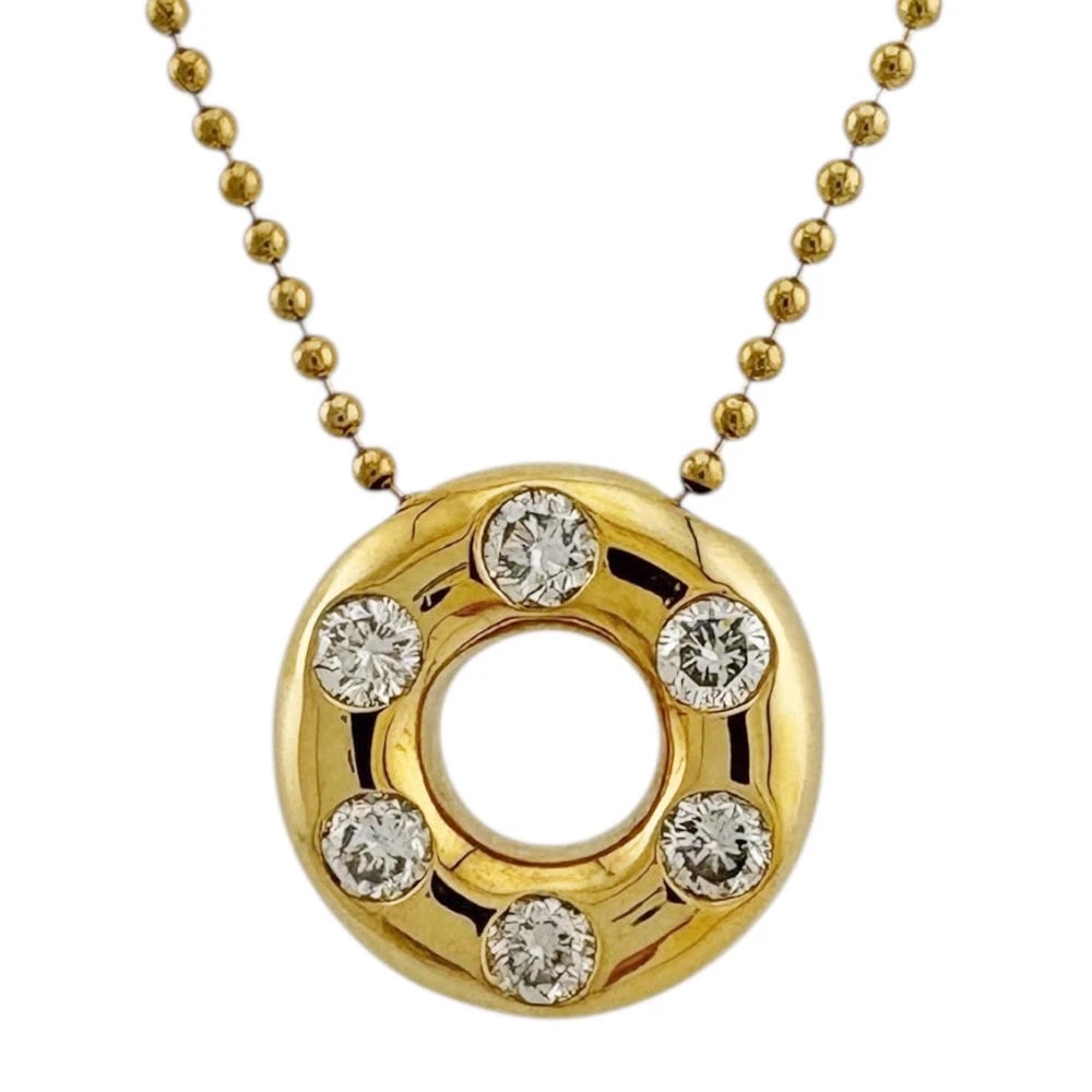 NECKLACE K18 YELLOW GOLD DIAMOND: Necklace K18 yellow gold diamond Brand: Unbranded Type: Necklace Material: K18 yellow gold, Main Stone/Creation Natural Color: gold Size: (CM) Total Length:40.5cm Chain width:1.0mm AdjUS ter can posit