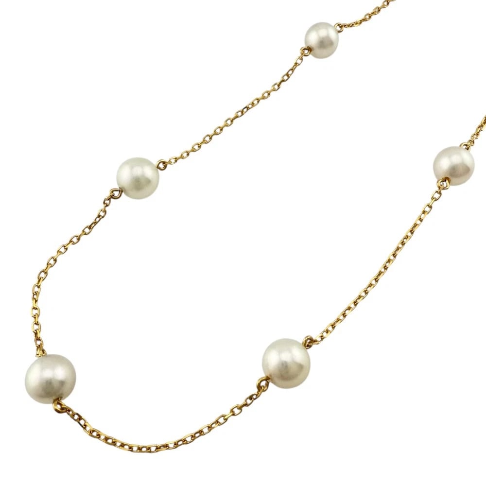 MIKIMOTO NECKLACE K18 YELLOW GOLD: MIKIMOTO Necklace K18 yellow gold Brand: MIKIMOTO Type: Necklace Material: K18 yellow gold, Main Stone/Creation Akoya pearl Color: gold Size: (CM) Total Length:38cm Chain width:1.0mm Pearl diameter:4.