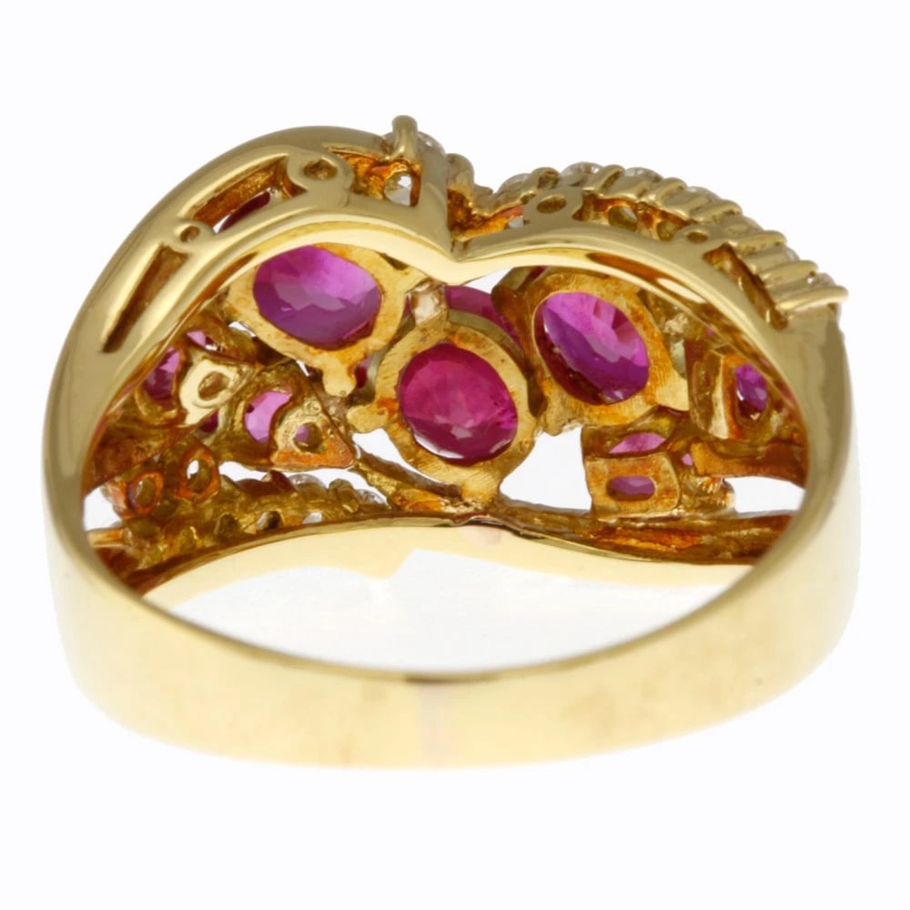 RING K18 YELLOW GOLD RUBY DIAMOND - 4