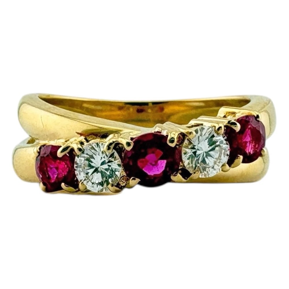 MIKIMOTO RING K18 YELLOW GOLD RUBY - 2