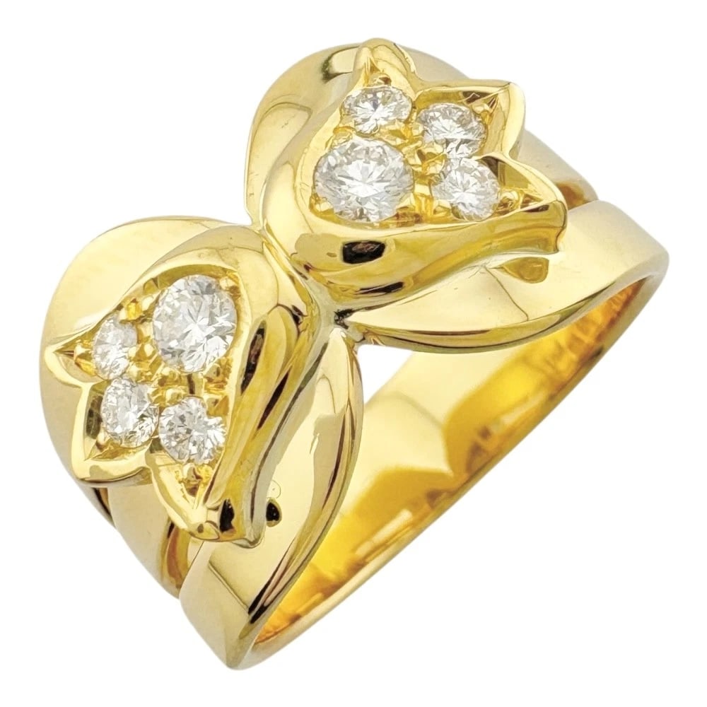 DIOR RING K18 YELLOW GOLD DIAMOND: Dior Ring K18 yellow gold diamond Brand: Dior Type: Ring Material: K18 yellow gold, Main Stone/Creation Natural Color: gold Size: US 5 3/4 Accessories: None Accessories Notice: When purchasing