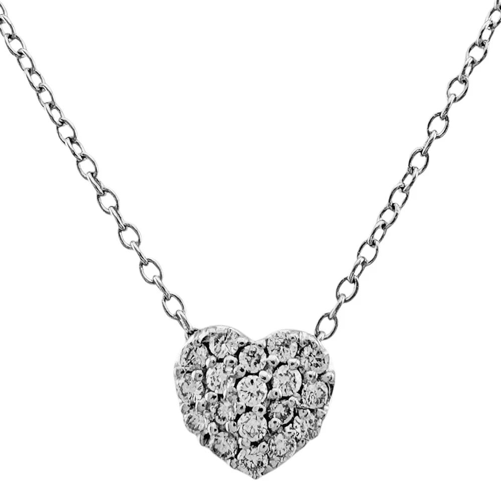 PONTE VECCHIO NECKLACE K18 WHITE GOLD DIAMOND HEART: Ponte Vecchio Necklace K18 white gold diamond heart Brand: Ponte Vecchio Type: Necklace Material: K18 white gold, Main Stone/Creation Natural Color: Silver Size: (CM) Total Length:40cm Chain