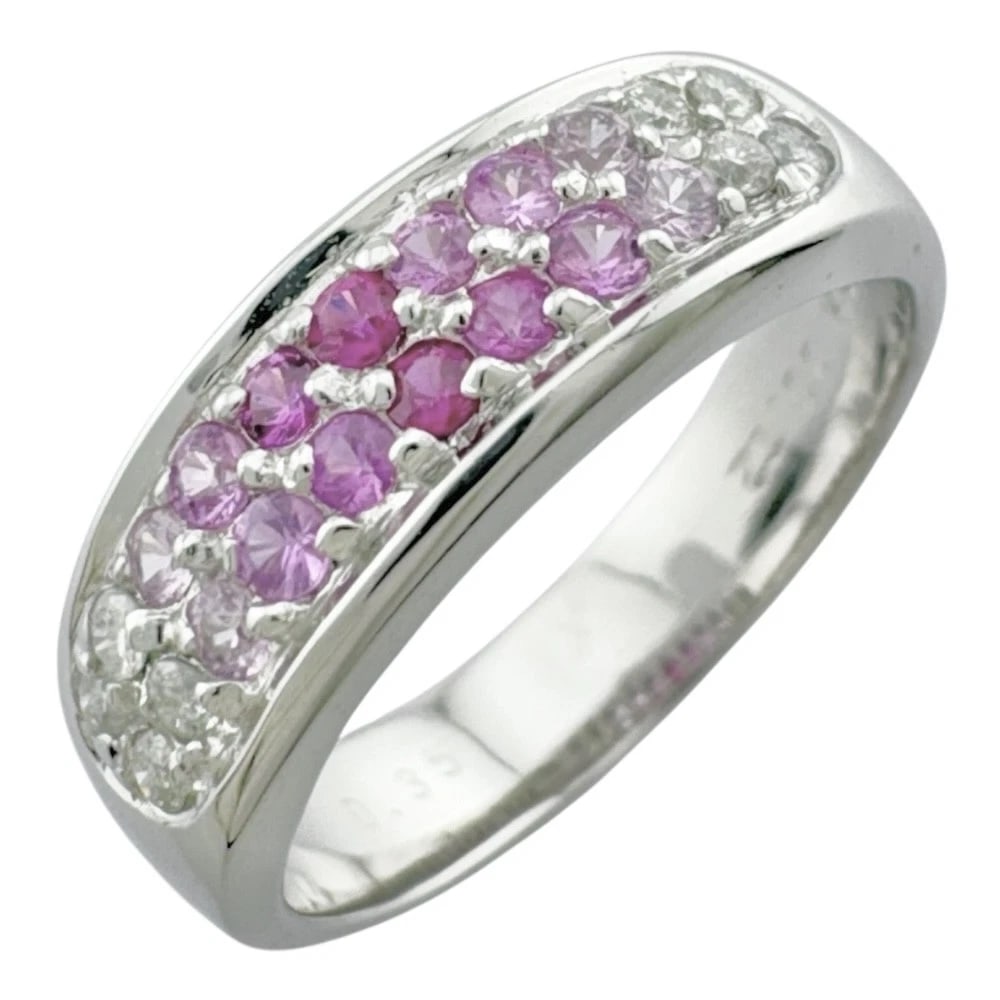 RING WHITE GOLD PINK SAPPHIRE: Ring white gold Pink sapphire Brand: Unbranded Type: Ring Material: 14 white gold, Main Stone/Creation Sapphire Diamond Color: Silver Size: US 6 Accessories: None Accessories Notice: When purchasing