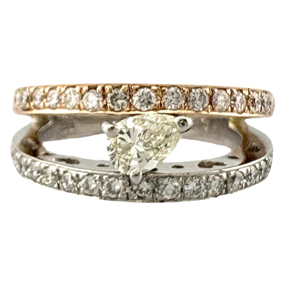RING K18 WHITE GOLD K18 PINK GOLD DIAMOND: Ring K18 white gold K18 Pink Gold diamond Brand: Unbranded Type: Ring Material: K18 white gold, Main Stone/Creation Natural Color: Pink gold Size: US 6 Accessories: None Accessories Notice: When