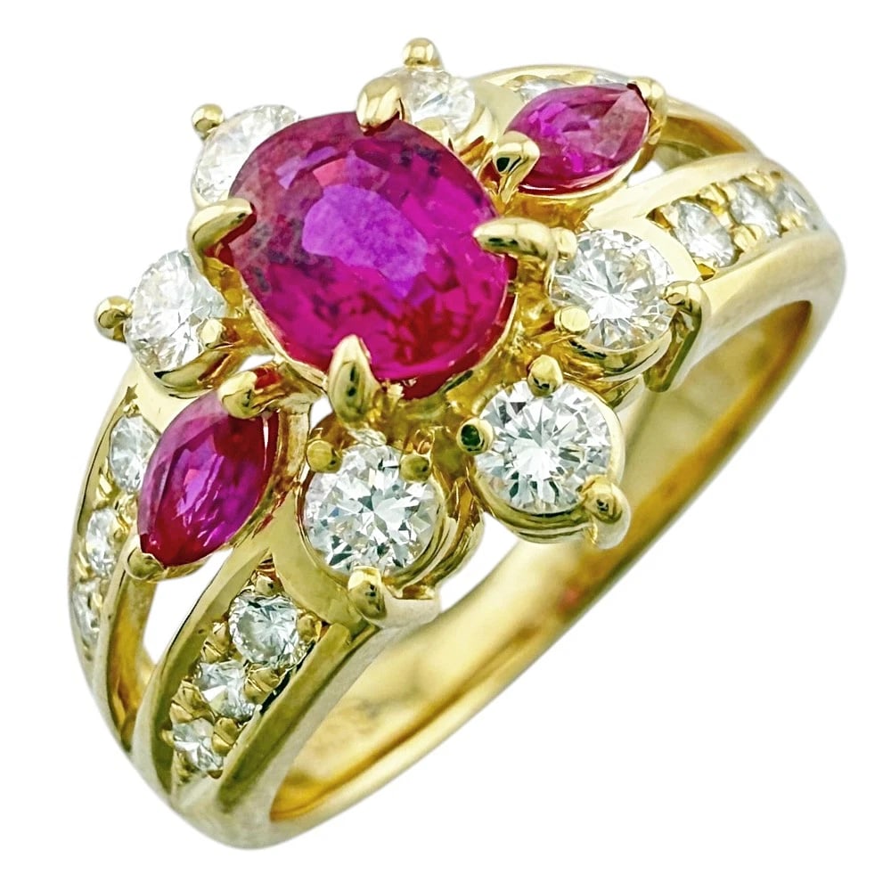 TASAKI RING K18 YELLOW GOLD RUBY: TASAKI Ring K18 yellow gold Ruby Brand: TASAKI Type: Ring Material: K18 yellow gold, Main Stone/Creation Ruby Diamond Color: gold Size: US 5 1/2 Accessories: None Accessories Notice: When