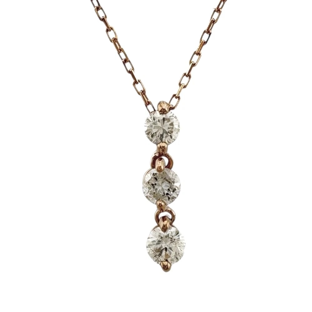 NECKLACE K18 PINK GOLD DIAMOND: Necklace K18 Pink Gold diamond Brand: Unbranded Type: Necklace Material: K18 Pink Gold, Main Stone/Creation Natural Color: gold / Pink gold Size: (CM) Total Length:46cm Chain width:0.5mm Top:W2.5mm x