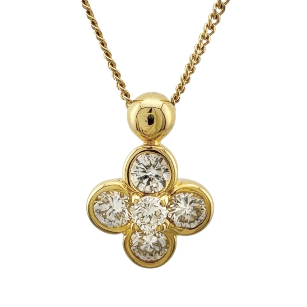 NECKLACE K18 YELLOW GOLD DIAMOND: Necklace K18 yellow gold diamond Brand: Unbranded Type: Necklace Material: K18 yellow gold, Main Stone/Creation Natural Color: gold Size: (CM) Total Length:40cm Chain width:0.8mm AdjUS ter can