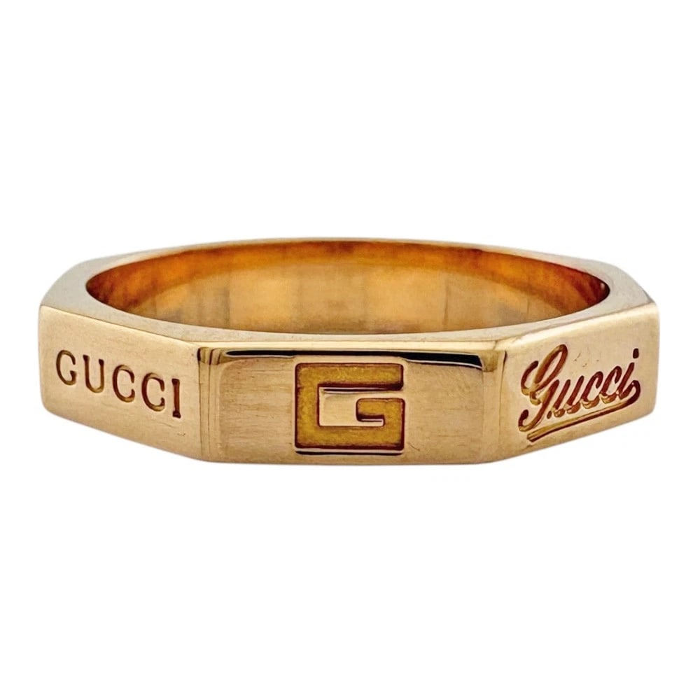 GUCCI RING K18 PINK GOLD: GUCCI Ring K18 Pink Gold Brand: GUCCI Type: Ring Material: K18 Pink Gold, Color: gold / Pink gold Size: US 5 1/8 Accessories: None Accessories Notice: When purchasing pre-owned goods, please refer to