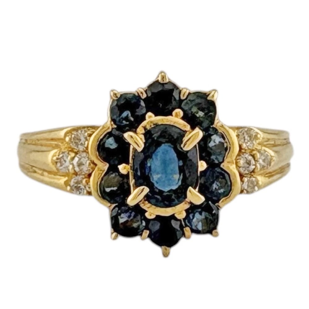 RING K18 YELLOW GOLD SAPPHIRE: Ring K18 yellow gold sapphire Brand: Unbranded Type: Ring Material: K18 yellow gold, Main Stone/Creation Sapphire Diamond Color: gold Size: US 6 1/8 Accessories: None Accessories Notice: W