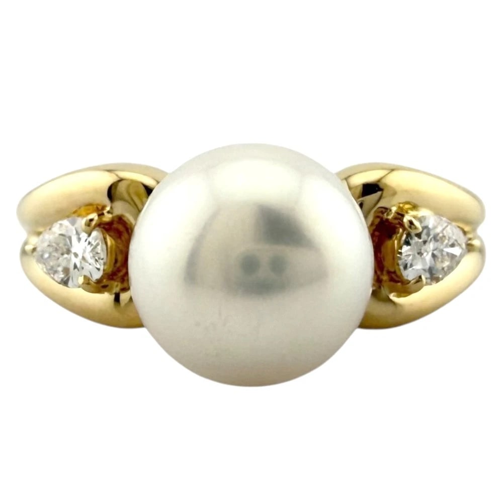 MIKIMOTO RING K18 YELLOW GOLD PEARL DIAMOND: MIKIMOTO Ring K18 yellow gold Pearl diamond Brand: MIKIMOTO Type: Ring Material: K18 yellow gold, Main Stone/Creation Pearl/diamond Color: gold Size: US 7 1/4 Accessories: None Accessories