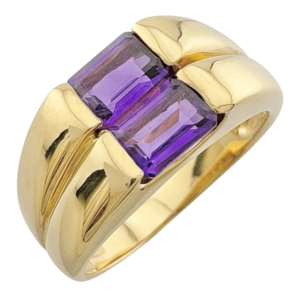 RING K18 YELLOW GOLD AMETHYST: Ring K18 yellow gold amethyst Brand: Unbranded Type: Ring Material: K18 yellow gold, Main Stone/Creation amethyst Color: gold Size: US 6 1/8 Accessories: None Accessories Notice: When purc