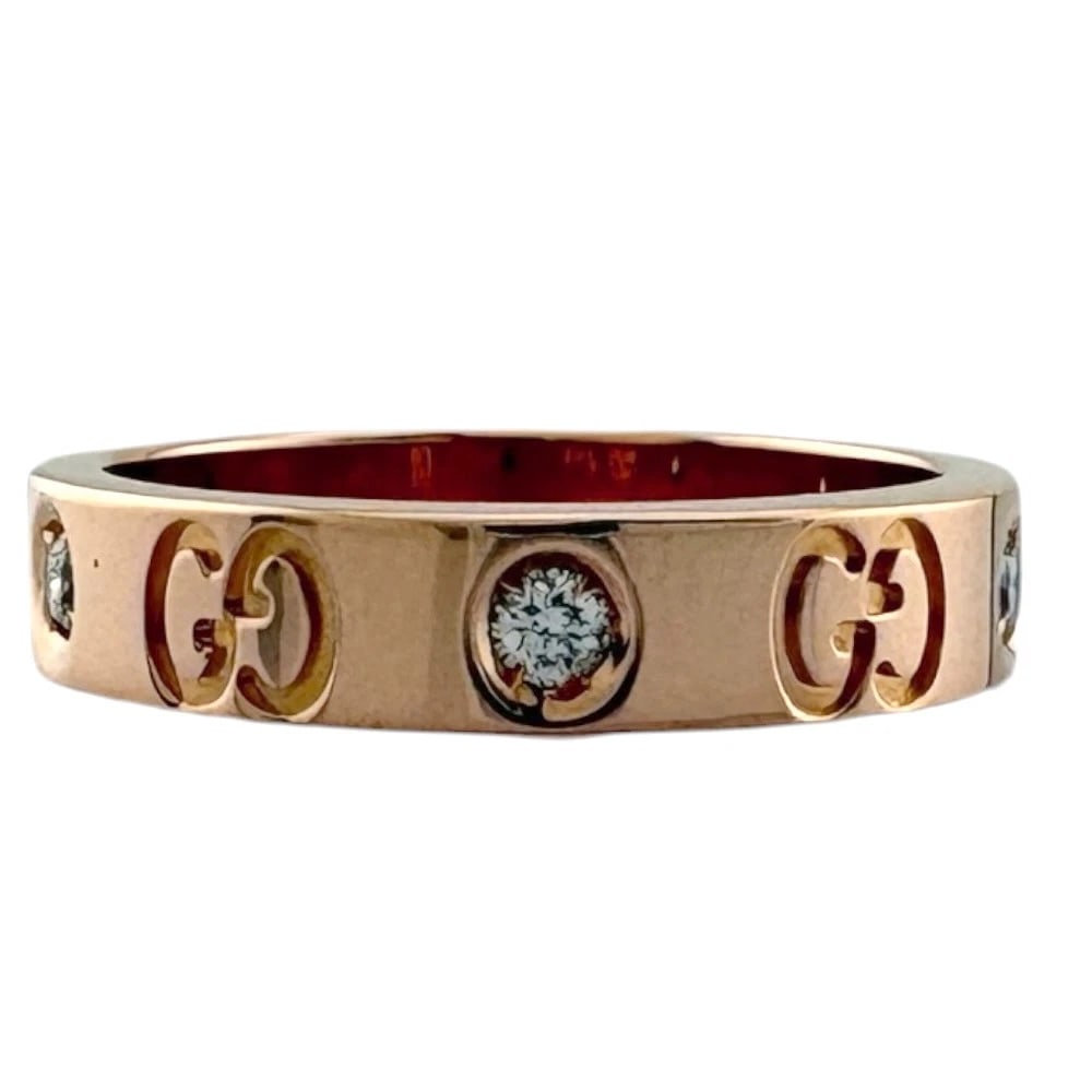 GUCCI RINGK18 PINK GOLD DIAMOND: GUCCI RingK18 Pink Gold diamond Brand: GUCCI Type: Ring Material: K18 Pink Gold, Main Stone/Creation Natural Color: Pink gold Size: US 5 1/8 Accessories: None Accessories Notice: When purc