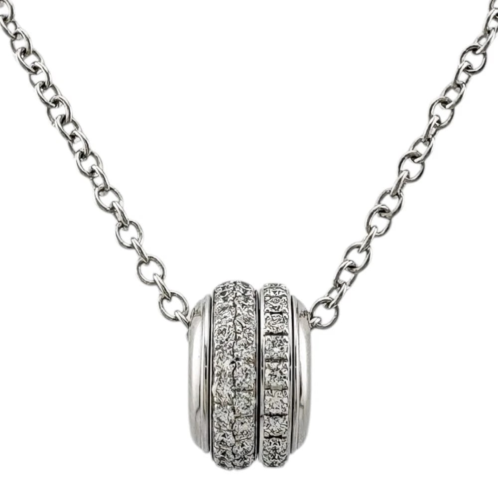 PIAGET NECKLACE K18 WHITE GOLD DIAMOND: PIAGET Necklace K18 white gold diamond Brand: PIAGET Type: Necklace Material: K18 white gold, Main Stone/Creation Natural Color: Silver Size: (CM) Total Length:42cm Chain width:1.5mm AdjUS ter can