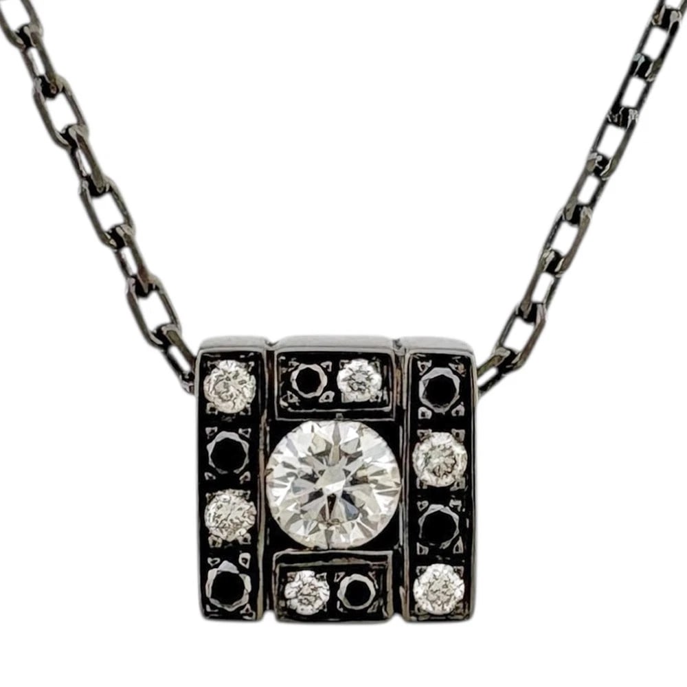 DAMIANI NECKLACE K18 WHITE GOLD DIAMOND: Damiani Necklace K18 white gold diamond Brand: Damiani Type: Necklace Material: K18 white gold, Main Stone/Creation Natural Color: black Size: (CM) Total Length:50.5cm Chain width:1.0mm AdjUS ter can