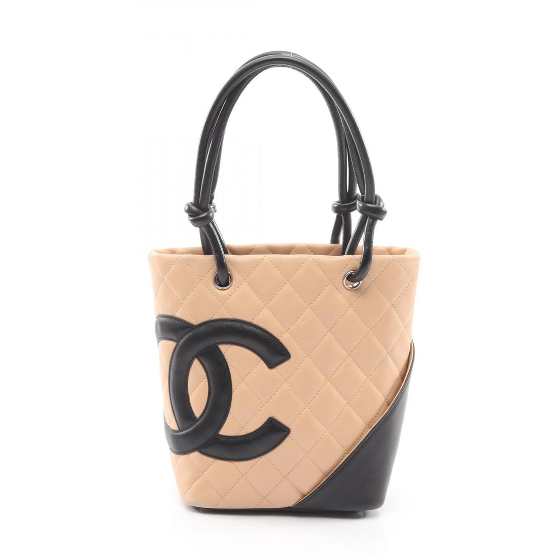 CHANEL CAMBON LINE SMALL TOTE HAND BAG: CHANEL Cambon Line Small Tote hand Bag Brand: CHANEL Type: Tote Bag Material: leather Color: Beige??ish colors × Black??ish colors Size: H:20cm x W:15cm x D:9.5cm (H:7.9" x W:5.9" x D:3.7") Handle?40