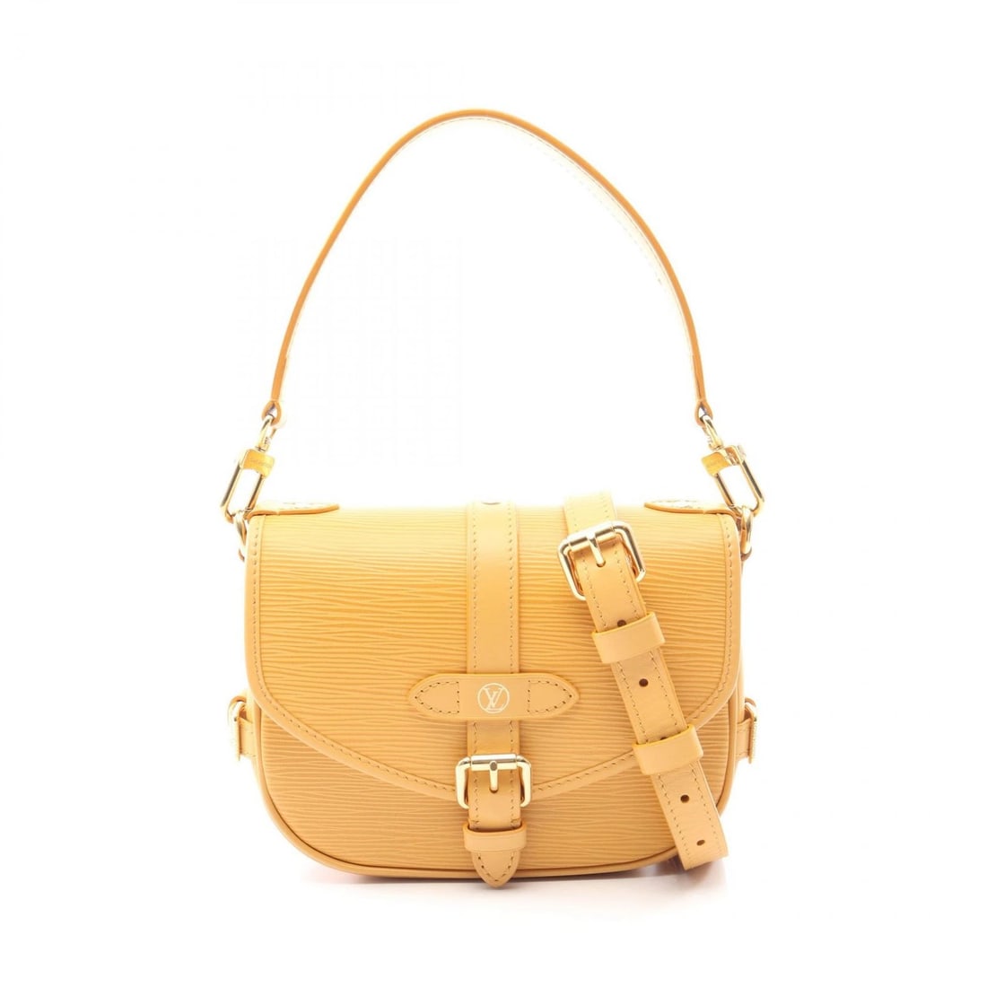 LOUIS VUITTON SAUMUR BB CROSSBODY HANDBAG: LOUIS VUITTON Saumur BB Crossbody Handbag Brand: LOUIS VUITTON Type: Handbag Material: Epi × leather Color: Saffron / Yellow??ish colors Size: H:15cm x W:18cm x D:6cm (H:5.9" x W:7.1" x D:2.4") Handl