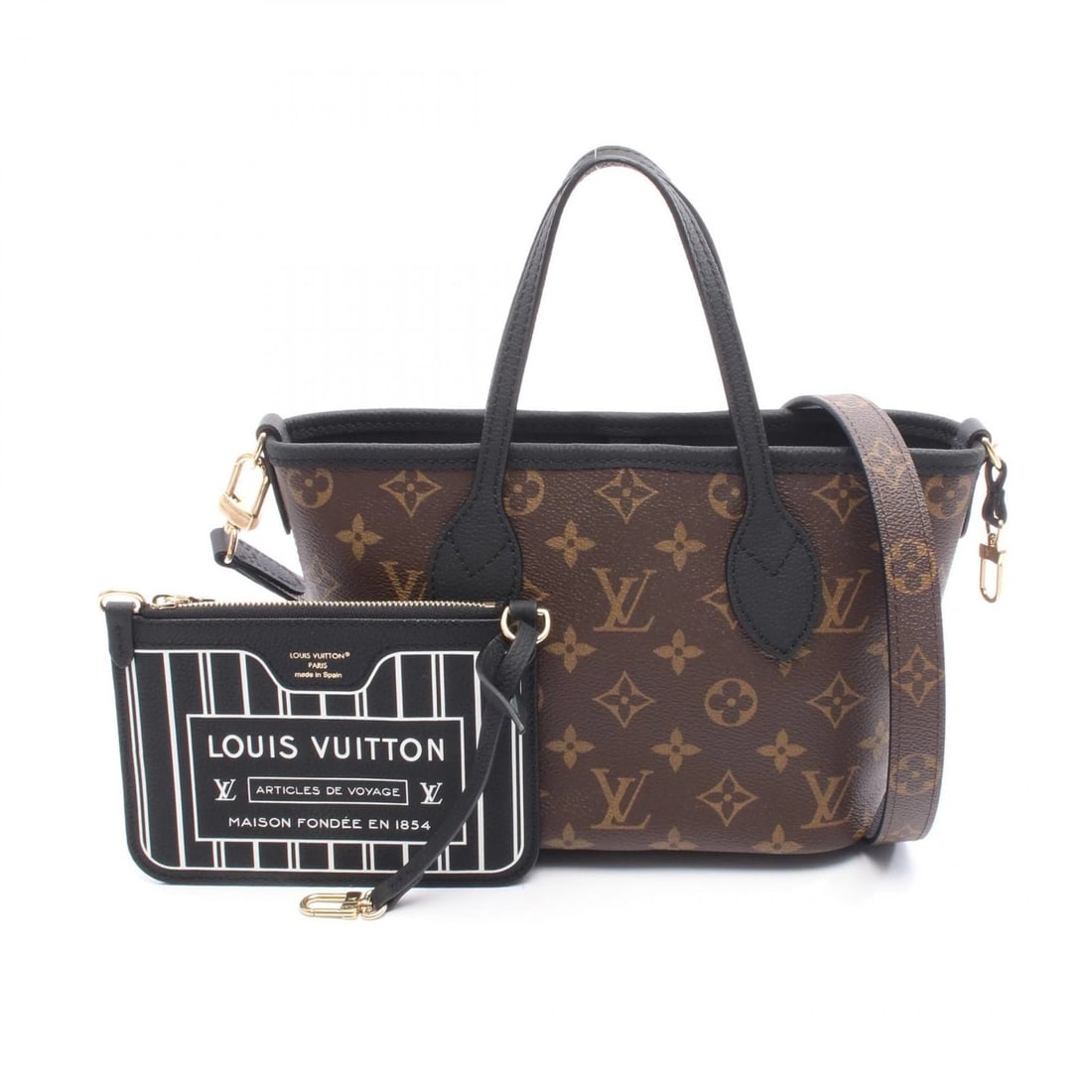 LOUIS VUITTON NEVERFULL INSIDE TOTE BAG: LOUIS VUITTON Neverfull Inside Tote Bag Brand: LOUIS VUITTON Type: Tote Bag Material: Monogram × PVC coated canvas × leather Color: Black / Brown??ish colors × Black??ish colors Size: H:16cm x W:19