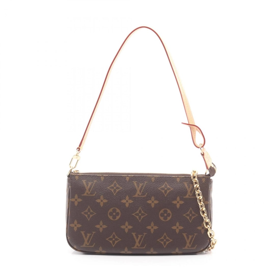LOUIS VUITTON POCHETTE ACCESSOIRES CHAIN SHOULDER HANDBAG: LOUIS VUITTON Pochette Accessoires chain shoulder Handbag Brand: LOUIS VUITTON Type: Handbag Material: Monogram × PVC coated canvas × leather Color: Brown??ish colors Size: H:12.5cm x W:22.5cm x D:4