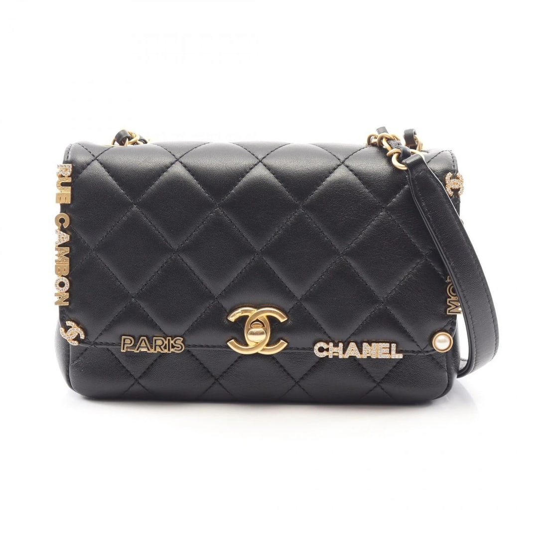 CHANEL MATELASSE MINI FLAP CHAIN CROSSBODY SHOULDER BAG: CHANEL Matelasse Mini Flap chain crossbody Shoulder Bag Brand: CHANEL Type: Shoulder Bag Material: Lambskin (sheep leather) Color: Black??ish colors Size: H:12cm x W:19cm x D:6cm (H:4.7" x W:7.5" x D: