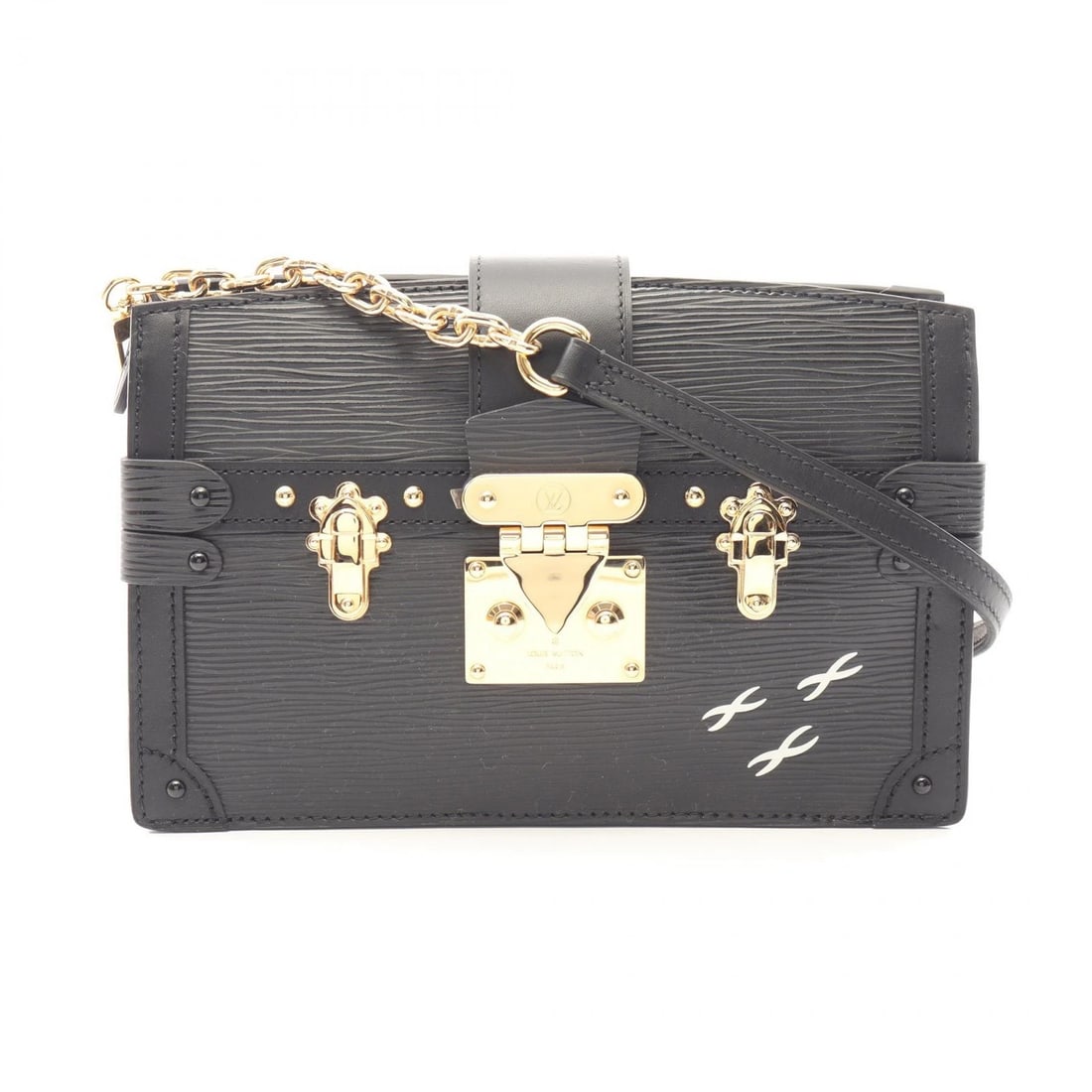 LOUIS VUITTON TRUNK CLUTCH SHOULDER CROSSBODY BAG: LOUIS VUITTON Trunk clutch Shoulder crossbody Bag Brand: LOUIS VUITTON Type: Shoulder Bag Material: Epi × leather Color: Black / Black??ish colors Size: H:14cm x W:22cm x D:3/3cm (H:5.5" x W:8.7" x D
