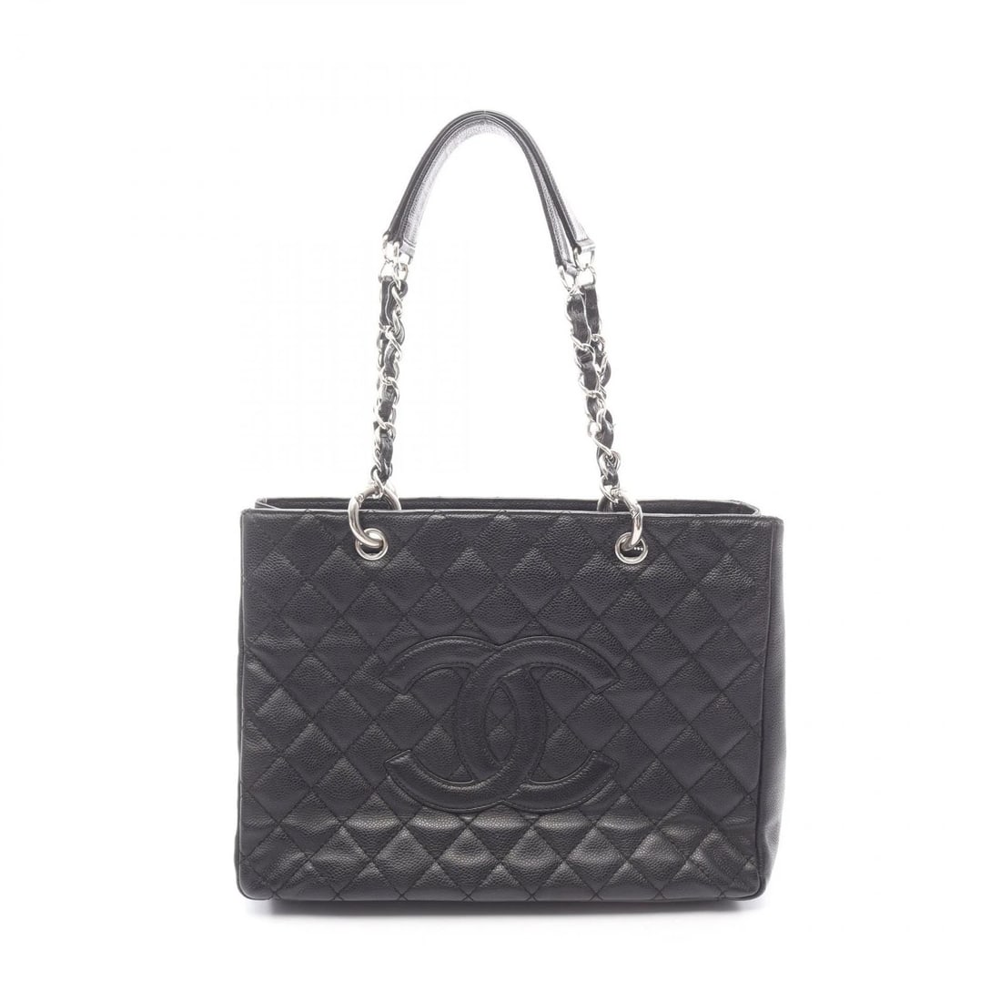 CHANEL MATELASSE GRAND SHOPPING GST CHAIN SHOULDER TOTE BAG: CHANEL Matelasse Grand Shopping GST Chain Shoulder Tote Bag Brand: CHANEL Type: Tote Bag Material: Grained Calfskin leather Color: Black??ish colors Size: H:24.5cm x W:34cm x D:13cm (H:9.6" x W:13.4" 