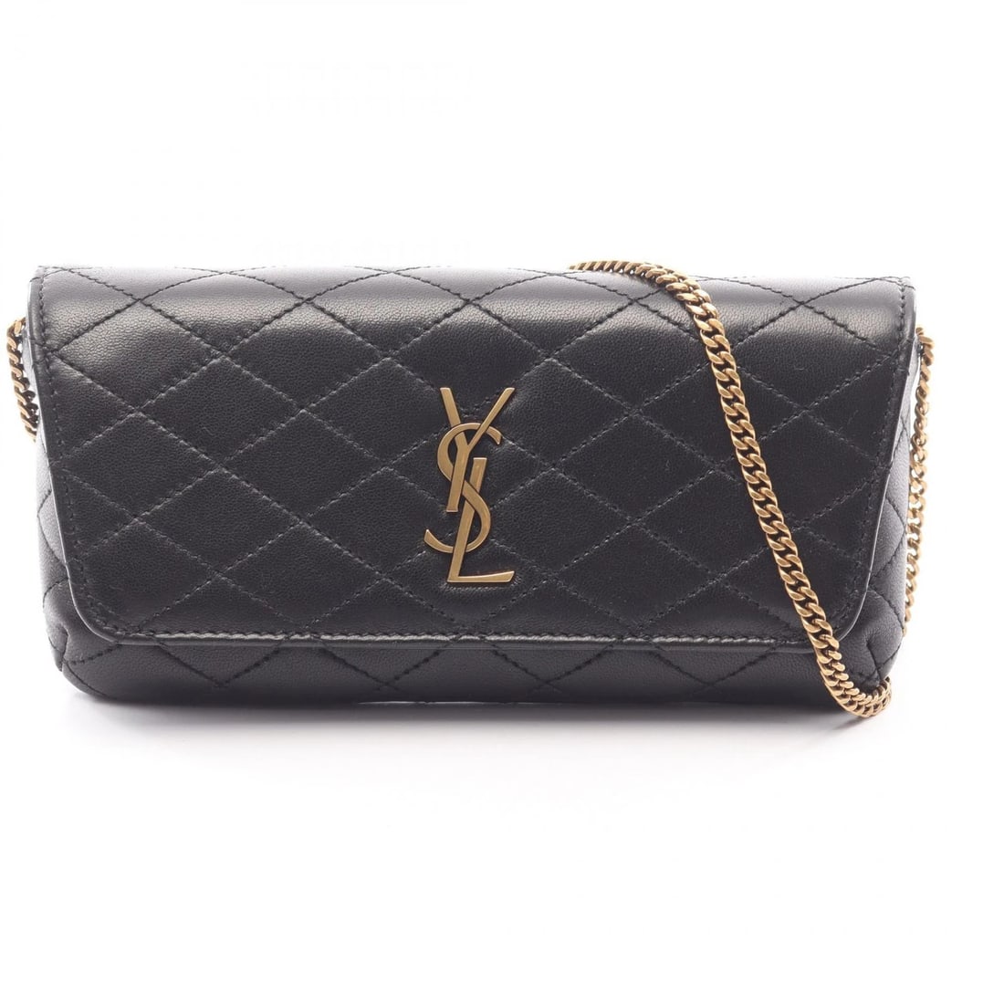 SAINT LAURENT PARIS GABY PHONE HOLDER CHAIN CROSSBODY BAG: SAINT LAURENT PARIS Gaby Phone Holder chain crossbody Bag Brand: SAINT LAURENT PARIS Type: Shoulder Bag Material: leather Color: Black??ish colors Size: H:9cm x W:19cm x D:1.5cm (H:3.5" x W:7.5" x D:0