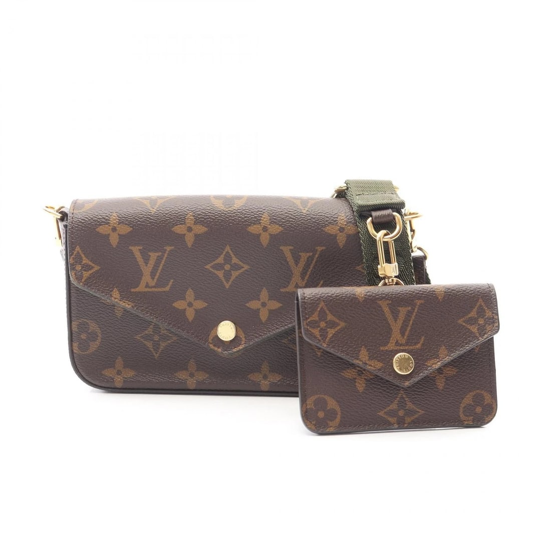 LOUIS VUITTON MULTI POCHETTE FELICIE SHOULDER CROSSBODY BAG: LOUIS VUITTON Multi Pochette Felicie Shoulder crossbody Bag Brand: LOUIS VUITTON Type: Shoulder Bag Material: Brown??ish colors × Green??ish colors Color: Brown??ish colors × Green??ish colors Size: