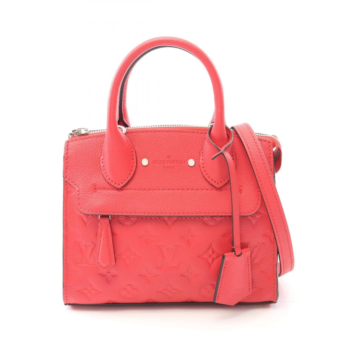 LOUIS VUITTON PONT NEUF MINI SHOULDER HANDBAG: LOUIS VUITTON Pont Neuf MINI Shoulder Handbag Brand: LOUIS VUITTON Type: Handbag Material: Monogram empreinte × leather Color: Cerise / Red??ish colors Size: H:18cm x W:21.5cm x D:7cm (H:7.1" x W:8.5