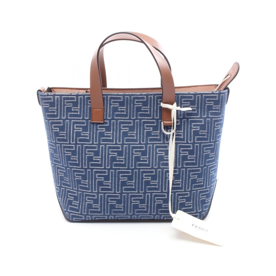 FENDI FF SHOPPING S TITE HANDBAG: FENDI FF Shopping S TIte Handbag Brand: FENDI Type: Handbag Material: denim × leather Color: Navy??ish colors × Brown??ish colors Size: H:21cm x W:22.5cm x D:11cm (H:8.3" x W:8.9" x D:4.3") Handle?3