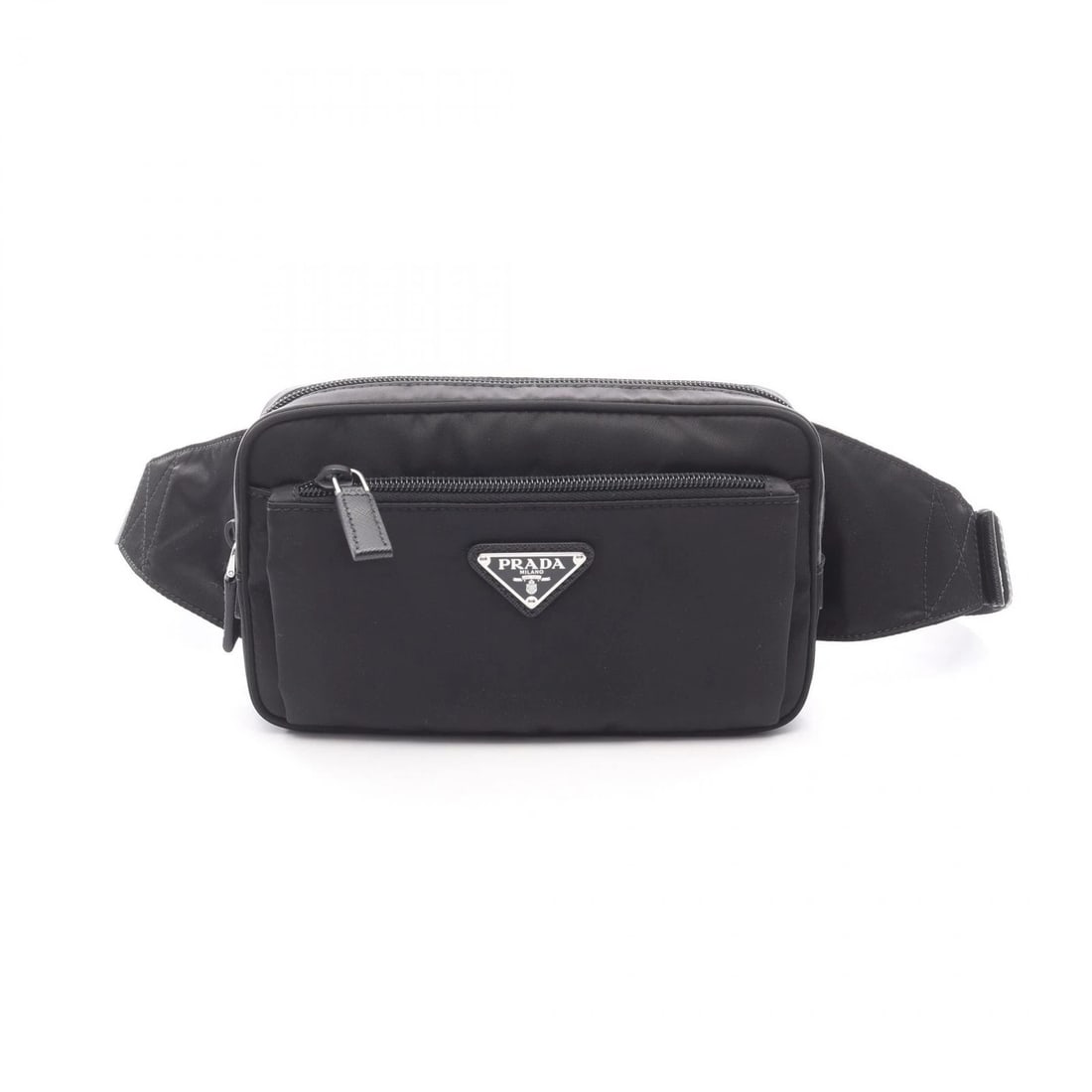 PRADA RE-NYLON WAIST BELT BUM BAG: PRADA Re-Nylon Waist Belt Bum Bag Brand: PRADA Type: Waist bag Body bag Material: Nylon × Saffiano leather Color: Black??ish colors Size: H:13cm x W:21cm x D:5cm (H:5.1" x W:8.3" x D:2.0") Accesso