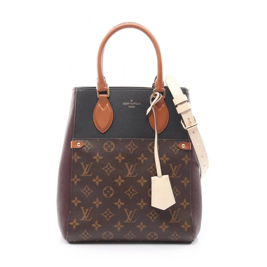 LOUIS VUITTON FOLD TOTE MM CROSSBODY SHOULDER HANDBAG: LOUIS VUITTON Fold Tote MM crossbody shoulder Handbag Brand: LOUIS VUITTON Type: Handbag Material: Monogram × PVC coated canvas × leather Color: Black / Black??ish colors × Bordeaux??ish colors × 