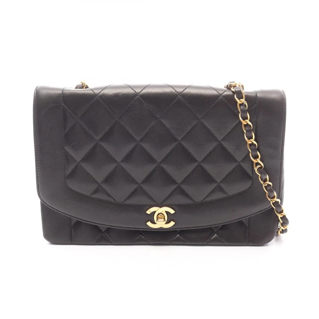 CHANEL MATELASSE DIANA FLAP SHOULDER BAG: CHANEL Matelasse Diana Flap Shoulder Bag Brand: CHANEL Type: Shoulder Bag Material: Lambskin (sheep leather) Color: Black??ish colors Size: H:16cm x W:25cm x D:7cm (H:6.3" x W:9.8" x D:2.8") Acces