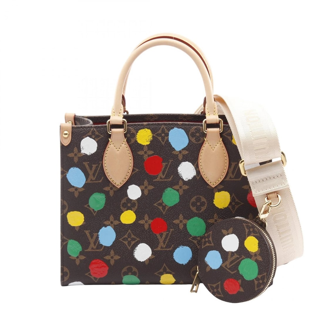 LOUIS VUITTON X YAYOI KUSAMA SHOULDER HANDBAG: LOUIS VUITTON x yayoi kusama Shoulder Handbag Brand: LOUIS VUITTON Type: Handbag Material: Monogram × PVC coated canvas × leather Color: Brown??ish colors × Multicolor??ish colors Size: H:19.5cm x 