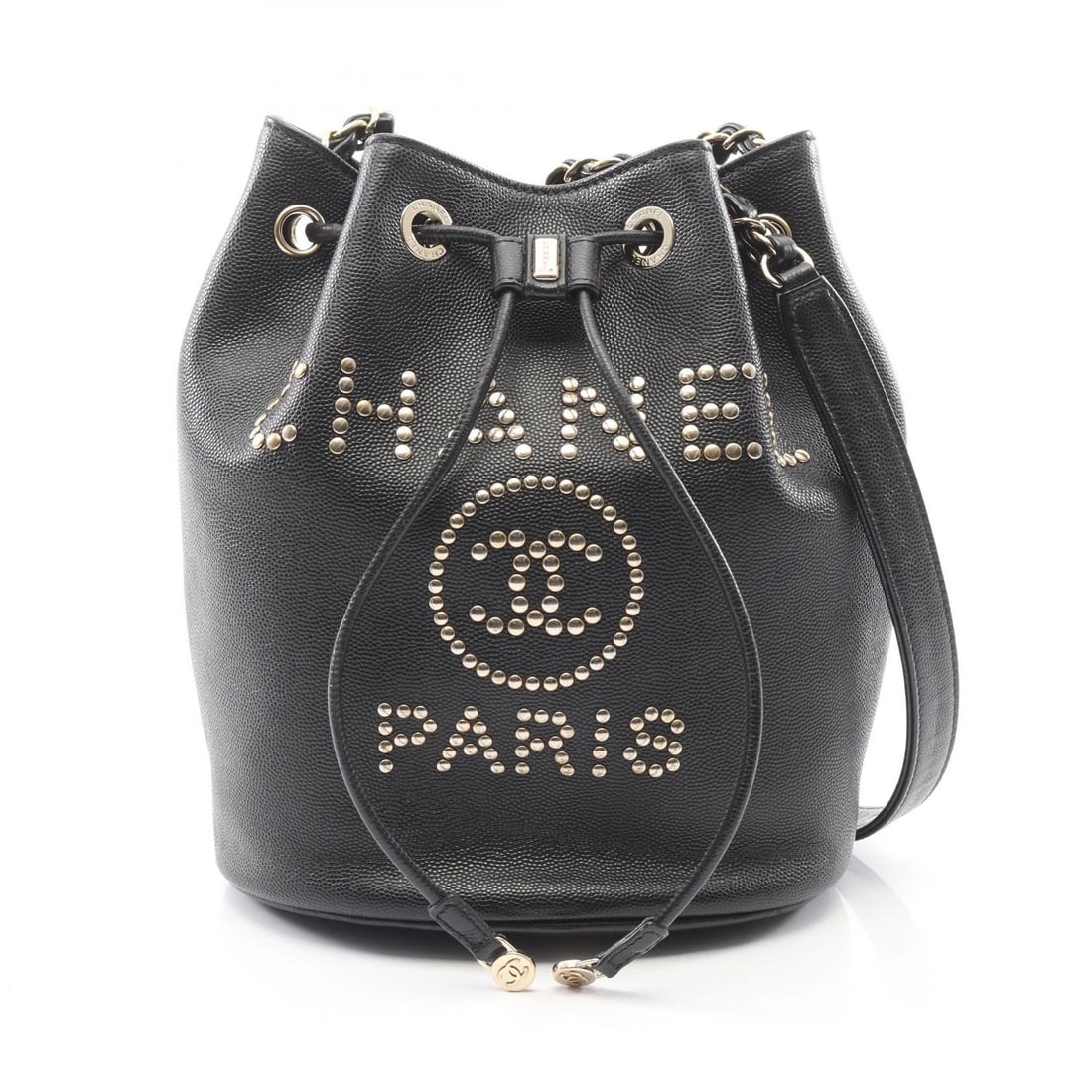 CHANEL DEAUVILLE SHOULDER BAG GRAINED CALF LEATHER: CHANEL Deauville Shoulder Bag Grained calf leather Brand: CHANEL Type: Shoulder Bag Material: leather × grained calf leather Color: Black??ish colors Size: H:22.5cm x W:19cm x D:14cm (H:8.9" x W:7.5"