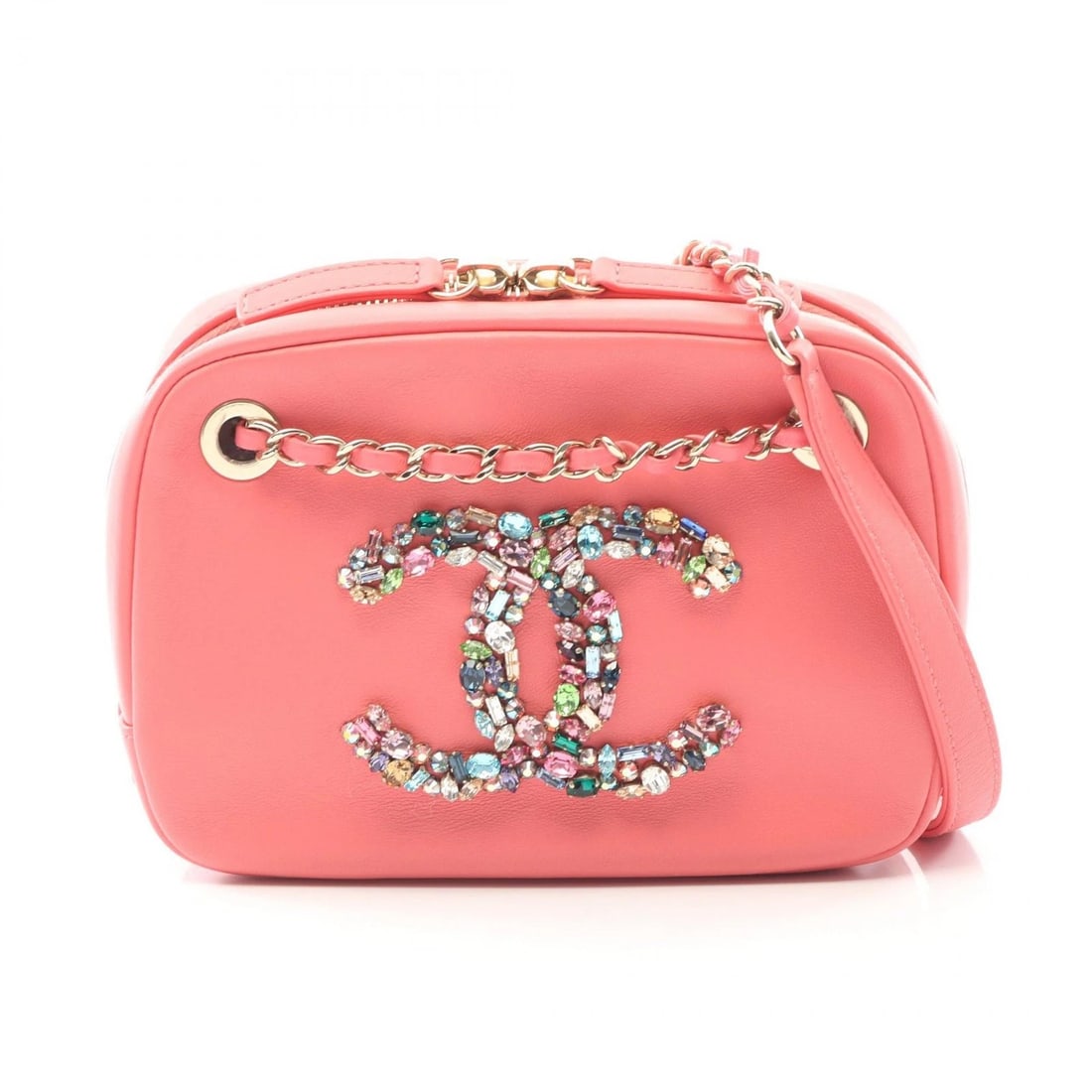 CHANEL COCO MARK CHAIN SHOULDER BAG: CHANEL COCO Mark chain Shoulder Bag Brand: CHANEL Type: Shoulder Bag Material: Lambskin (sheep leather) Color: Pink??ish colors Size: (H:5.3" x W:7.1" x D:2.2") Accessories: None Accessori