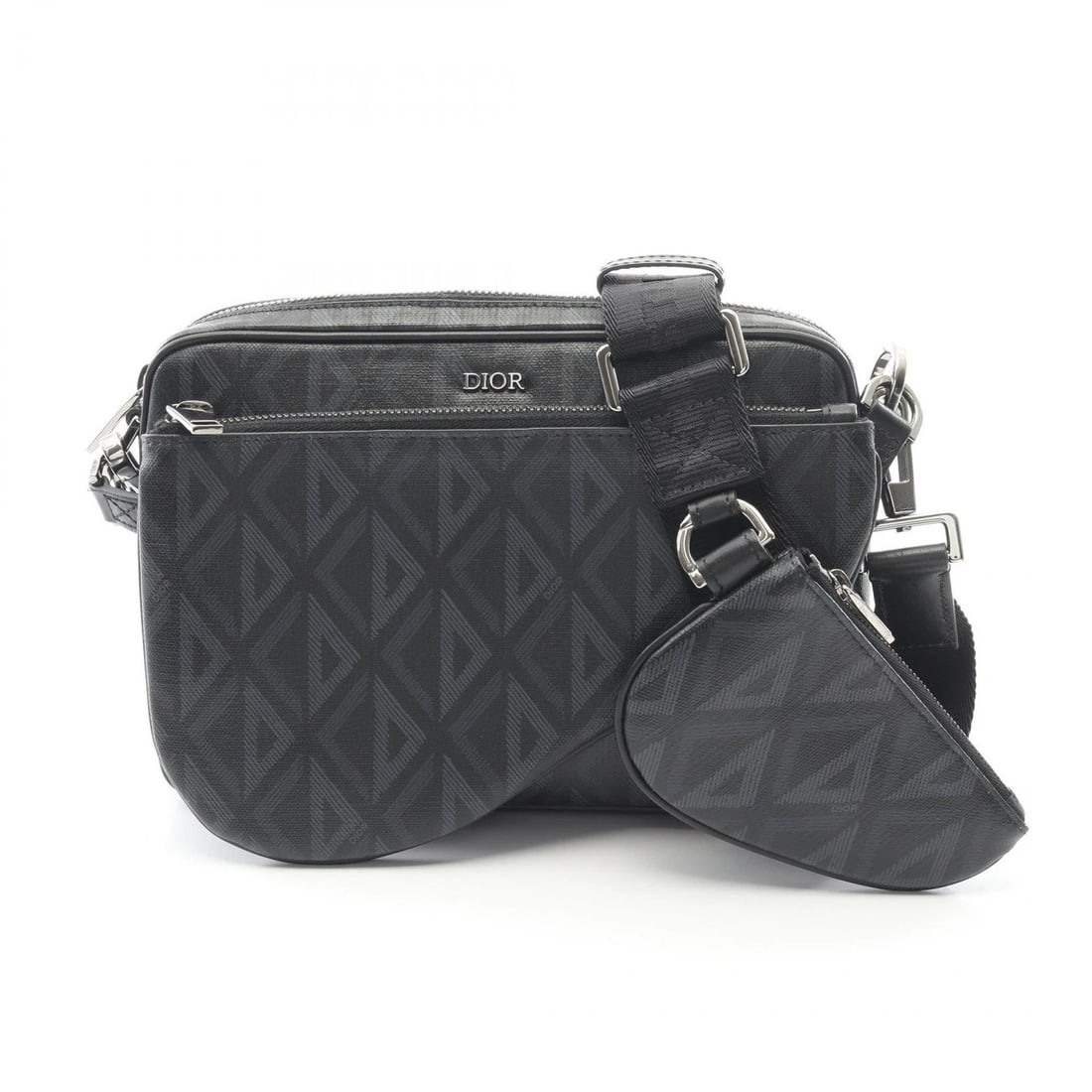 CHRISTIAN DIOR CD DIAMOND SHOULDER CROSSBODY BAG: Christian Dior cd diamond Shoulder crossbody Bag Brand: Christian Dior Type: Shoulder Bag Material: PVC coated canvas × leather Color: Black??ish colors Size: (H:6.3" x W:8.7" x D:1.4") Accessorie