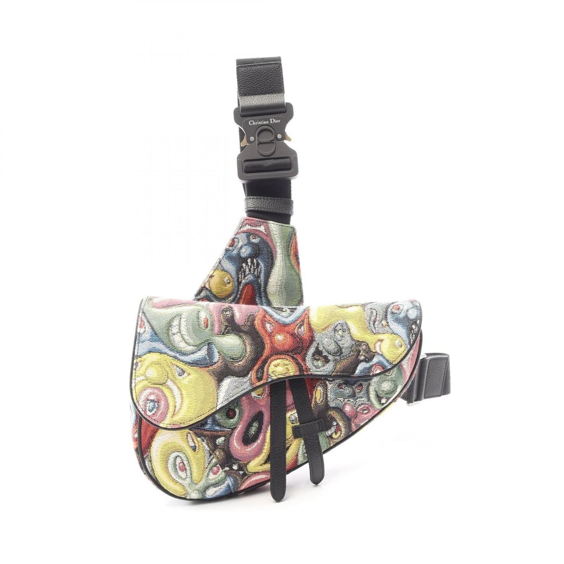 DIOR × KENNY SCHARF SADDLE WAIST BAG CANVAS: Dior × Kenny Scharf Saddle Waist bag canvas Brand: Dior Type: Waist bag Body bag Material: canvas × leather Color: Multicolor??ish colors Size: (H:6.7" x W:10.6" x D:1.6") Accessories: None