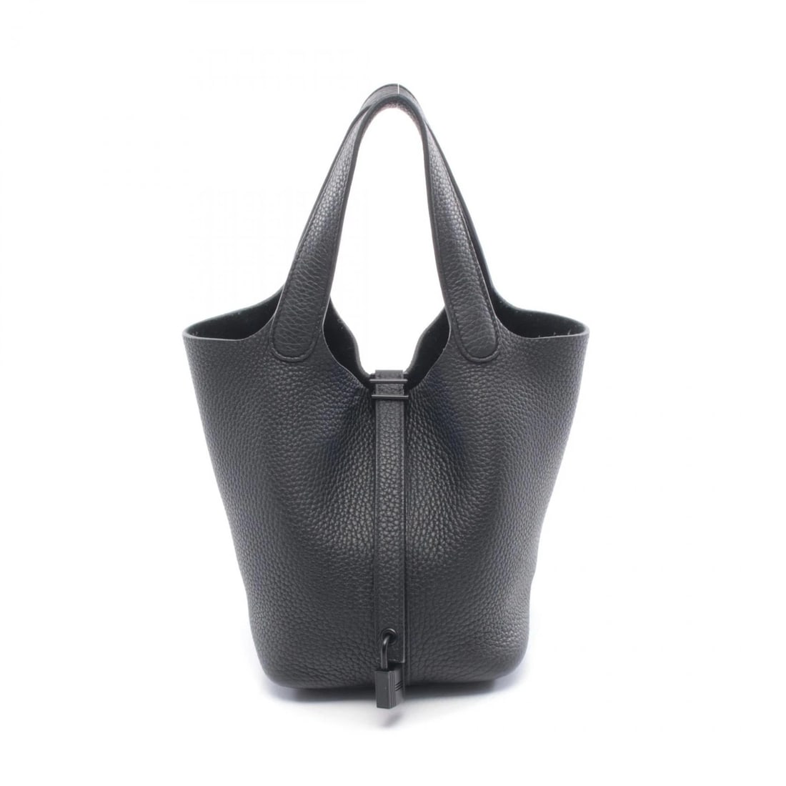 HERMES PICOTIN LOCK PM TOTE BUCKET HANDBAG: HERMES Picotin Lock PM Tote Bucket Handbag Brand: HERMES Type: Handbag Material: Taurillon Clemence × leather × Taurillon Clemence Color: Black??ish colors Size: (H:7.3" x W:7.5" x D:5.3") Accesso