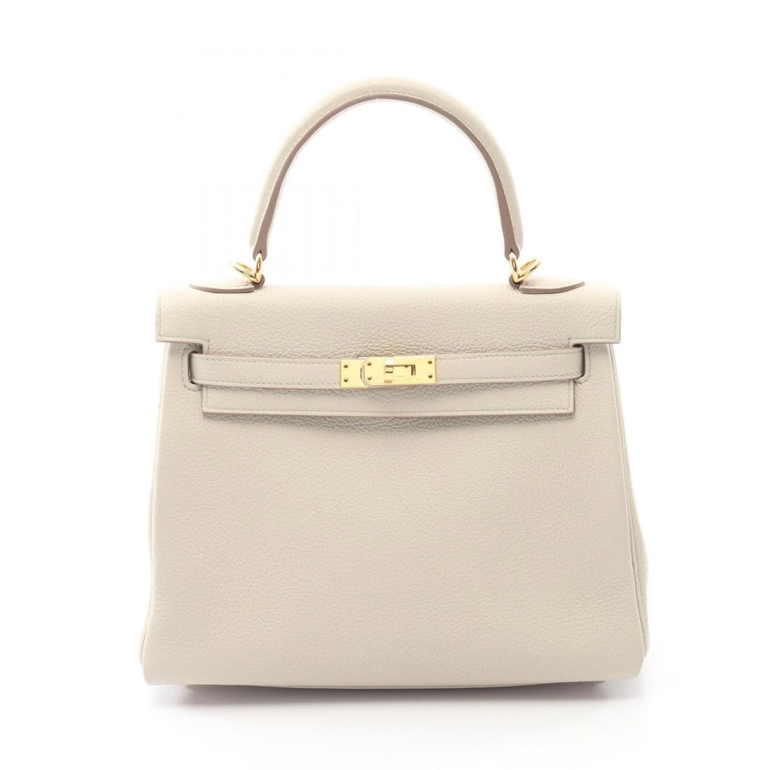 HERMES KELLY 25 SHOULDER HANDBAG TOGO LEATHER: HERMES Kelly 25 Shoulder Handbag Togo leather Brand: HERMES Type: Handbag Material: Togo leather × leather × Togo leather Color: Beton / White??ish colors Size: (H:7.5" x W:9.6" x D:3.7") Accessor
