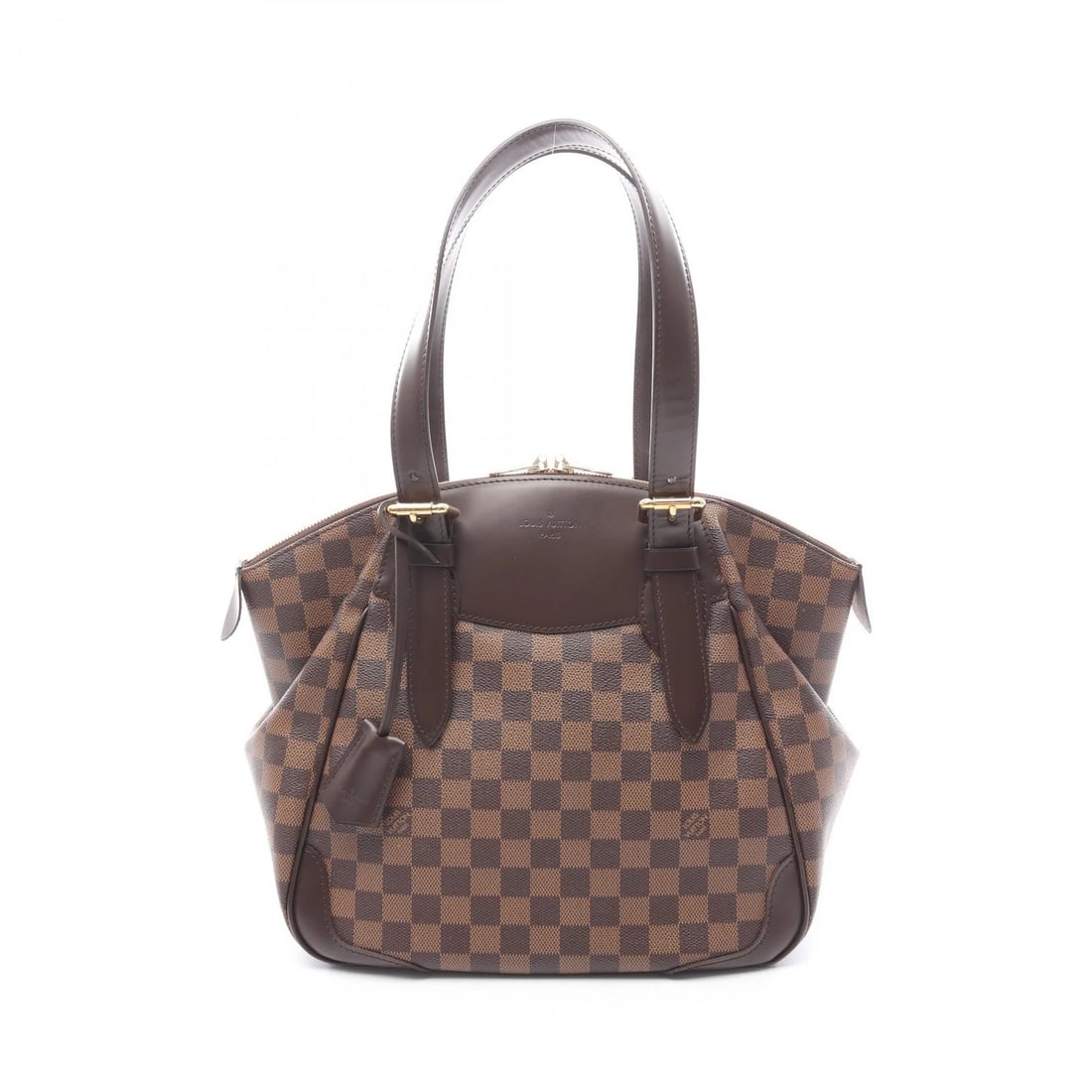 LOUIS VUITTON VERONA MM SHOULDER BAG: LOUIS VUITTON Verona MM Shoulder Bag Brand: LOUIS VUITTON Type: Shoulder Bag Material: Damier × PVC coated canvas × leather Color: Ebene / Brown??ish colors Size: (H:11.0" x W:11.4" x D:6.7") Acce