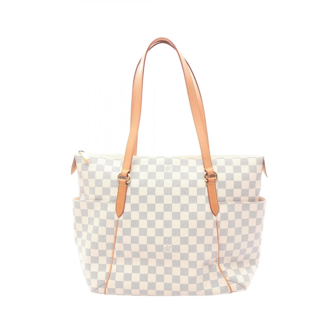 LOUIS VUITTON TOTALLY MM TOTE SHOULDER BAG: LOUIS VUITTON Totally MM Tote Shoulder Bag Brand: LOUIS VUITTON Type: Tote Bag Material: Damier Azur × PVC coated canvas × leather Color: White??ish colors Size: (H:11.8" x W:12.6" x D:5.7") Acces