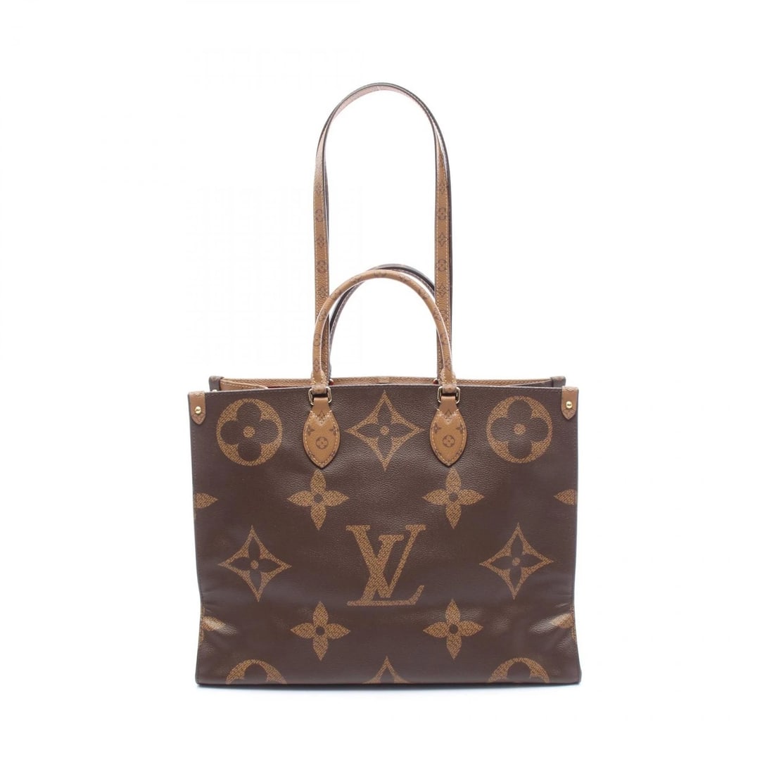 LOUIS VUITTON ON THE GO GM SHOULDER TOTE BAG: LOUIS VUITTON On the go GM Shoulder Tote Bag Brand: LOUIS VUITTON Type: Tote Bag Material: Monogram / Giant Reverse × PVC coated canvas Color: Beige / Brown??ish colors × Beige??ish colors Size: (H: