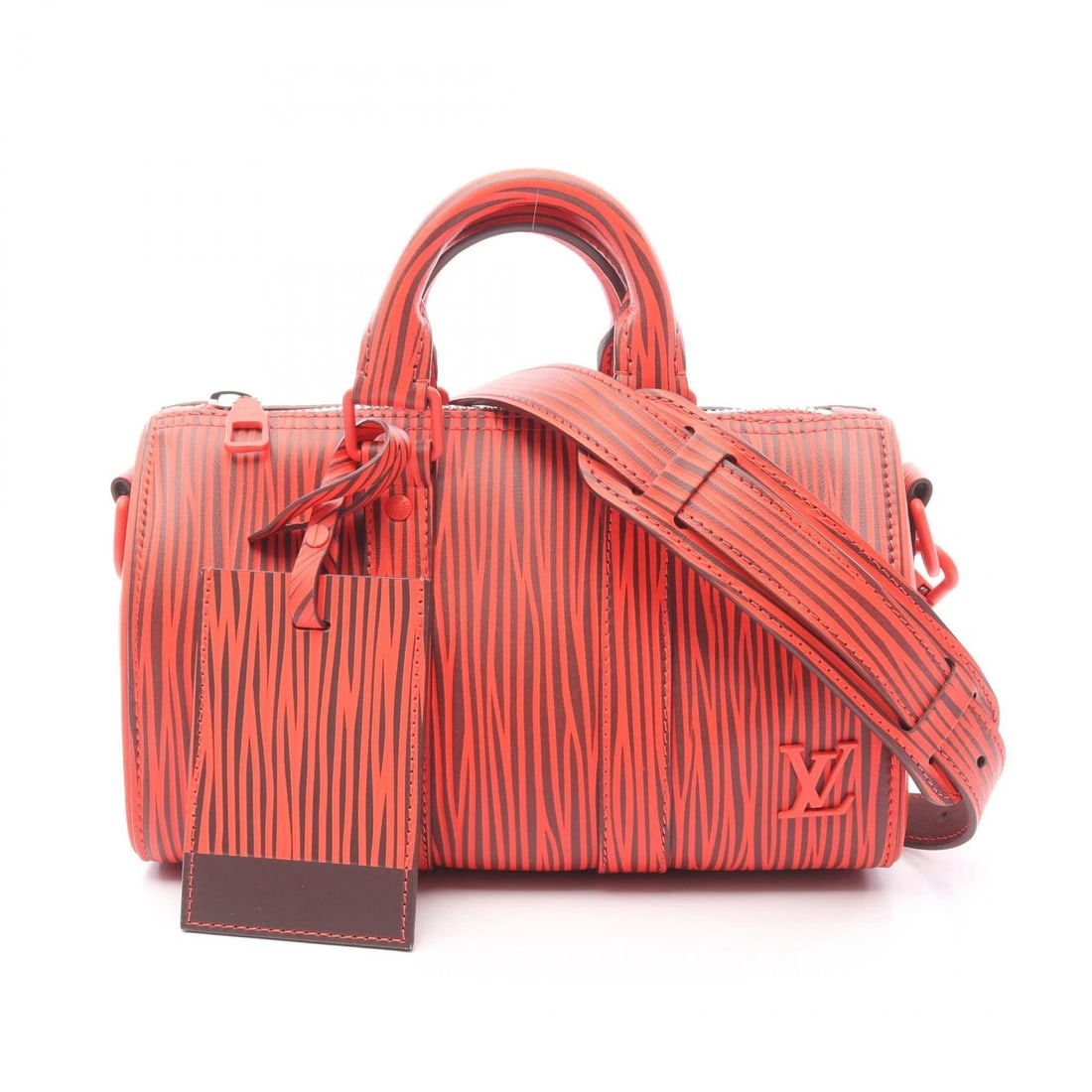 LOUIS VUITTON X PARK SEO-BO KEEPALL BANDOULIERE HANDBAG: LOUIS VUITTON x Park Seo-Bo Keepall Bandouliere Handbag Brand: LOUIS VUITTON Type: Handbag Material: Epi × leather Color: Red / Red??ish colors Size: (H:5.7" x W:9.8" x D:4.3") Accessories: None <